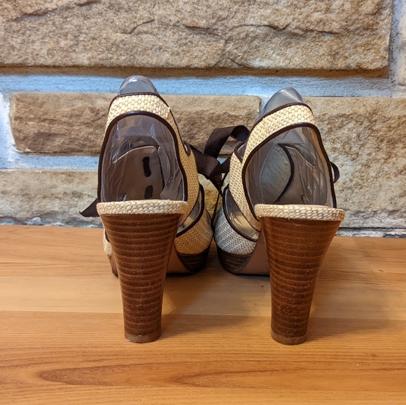 Raymon Tenza Woven Tie Sling Back Sandal Heels 8.5 M - Picture 6 of 8